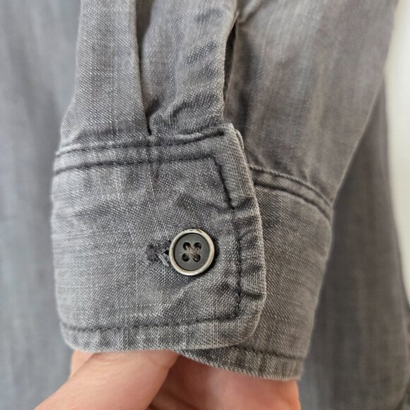 Cloth & Stone Gray Chambray Tunic Top Women’s Size L Long Sleeve V-Neck Pullover - Picture 4 of 13